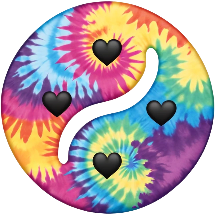 Tie dye ying yang with hearts as the opposite  emoji