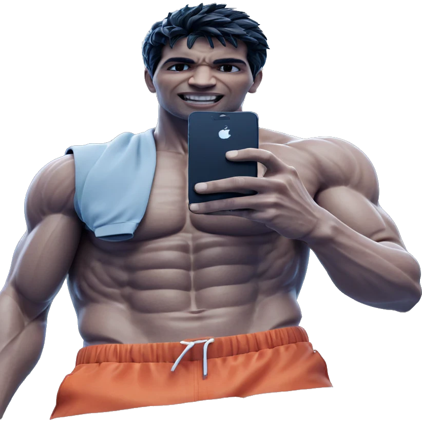 muscular male selfie outdoors emoji