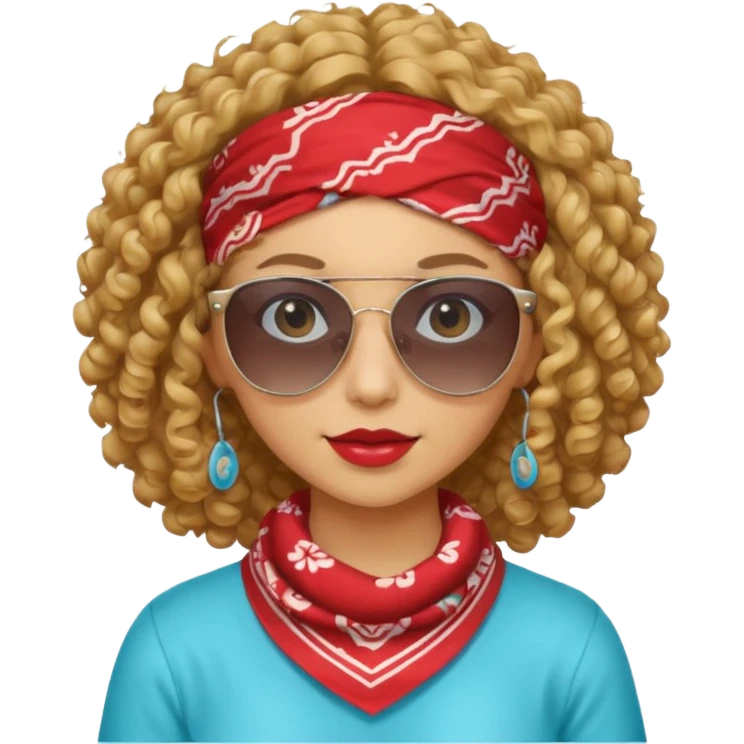curly hair women killing looks with bandana & sunglass emoji