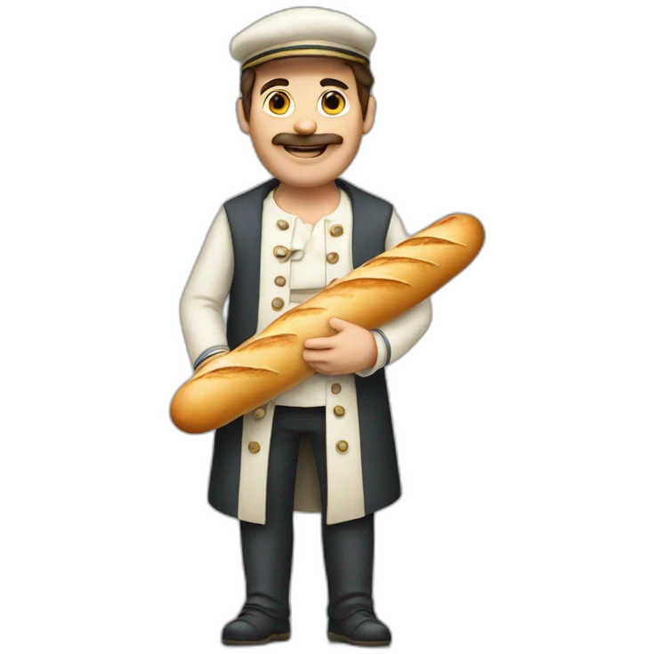 A French man with a baguette emoji
