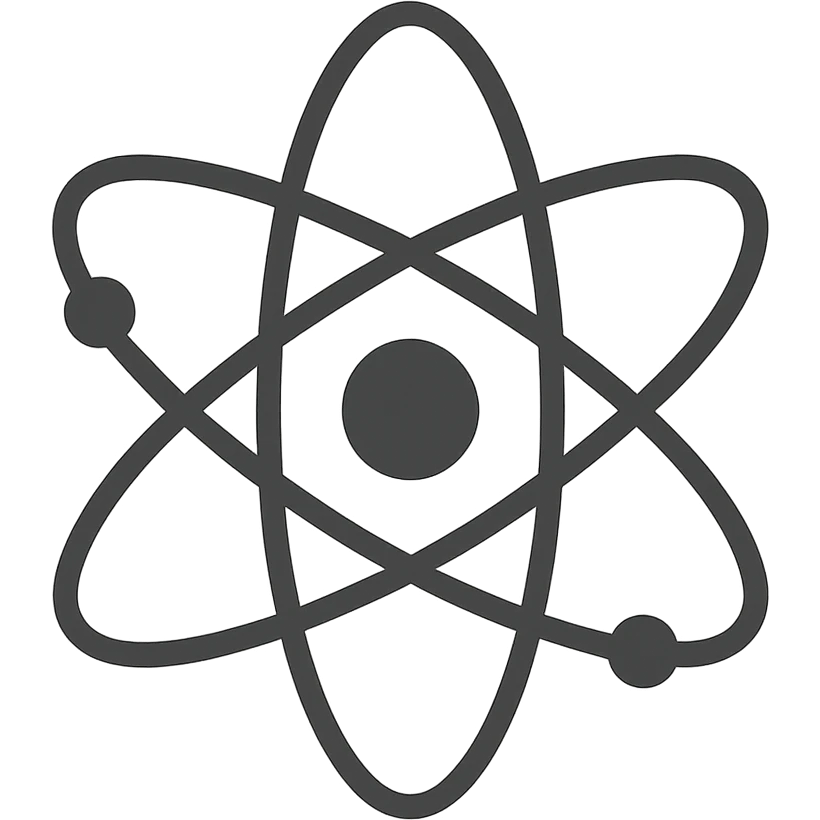 An atom sign in a flat design style, minimalistic. emoji