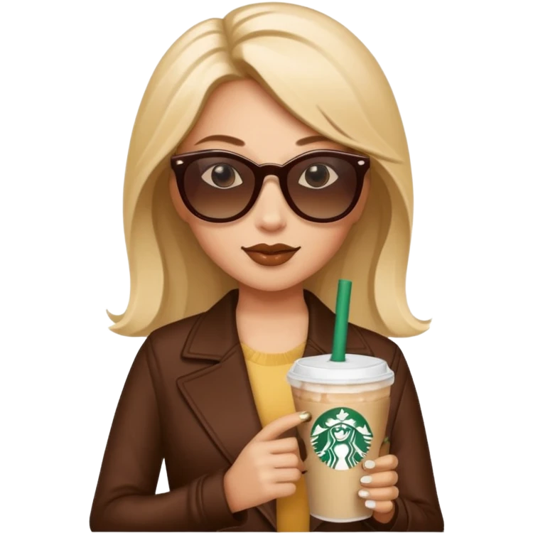 a diva with sunglasses and a starbucks drink  emoji