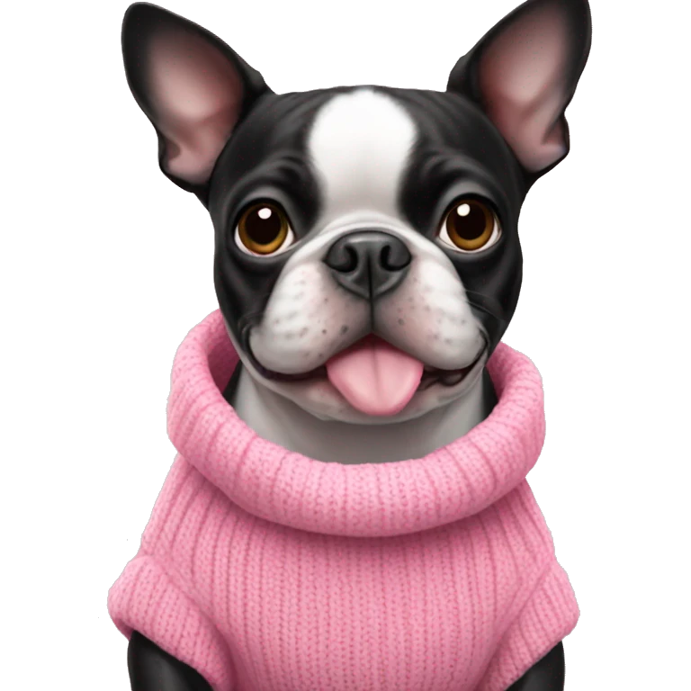 boston terrier wearing pink sweater emoji