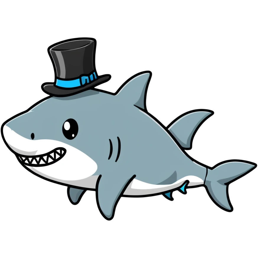 Shark with a top hat emoji