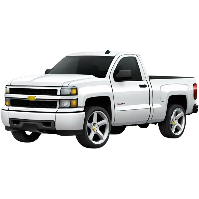 Single cab white Silverado street truck  emoji
