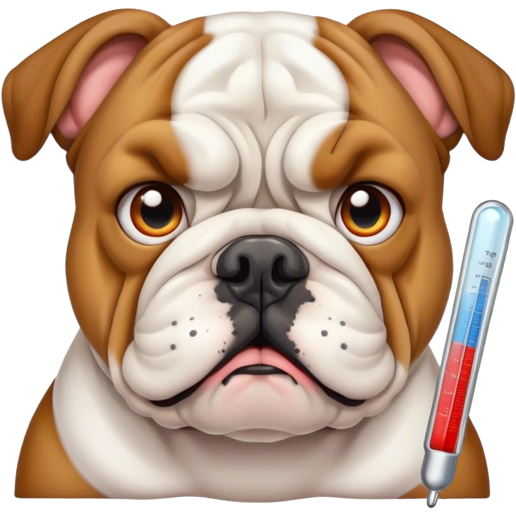 Bulldog with a thermometer  emoji