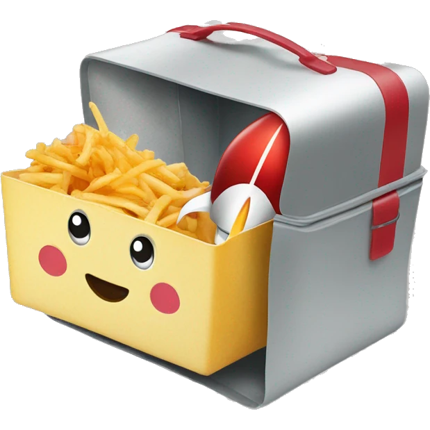 build a square lunchbox with a rocket on it emoji