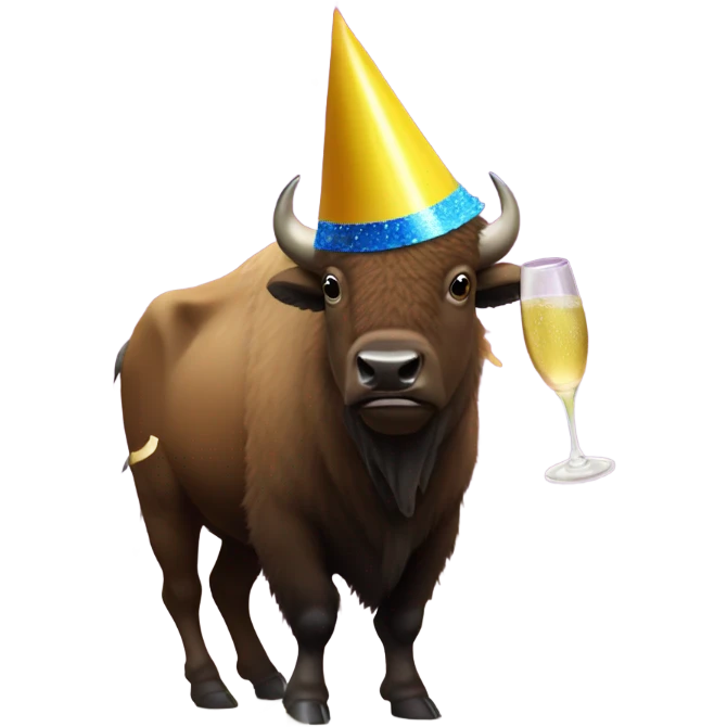 A bison celebrating with champagne  emoji