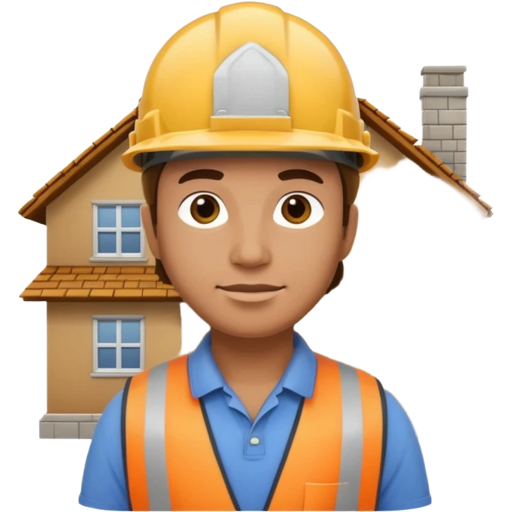 construction worker with helmet standing in front of a house emoji