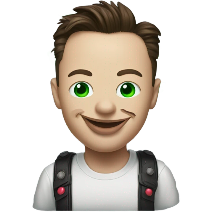 elon musk with a clown face and green nose with a dollar sign on it and puppy dog tongue and ears like an egirl emoji