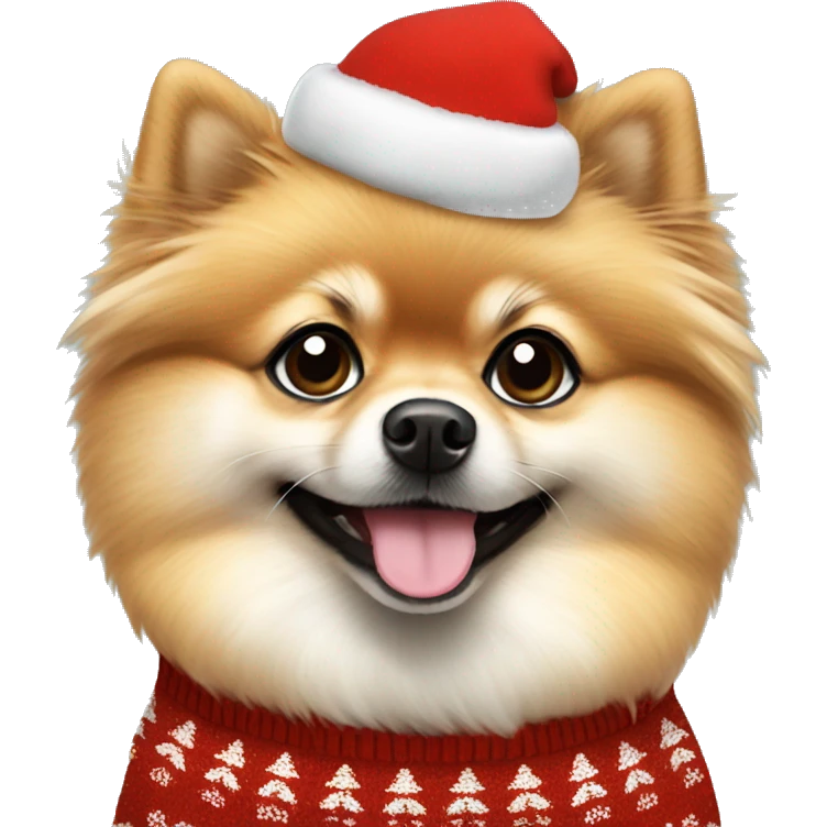 Pomeranian dog wearing christmas Sweater  emoji