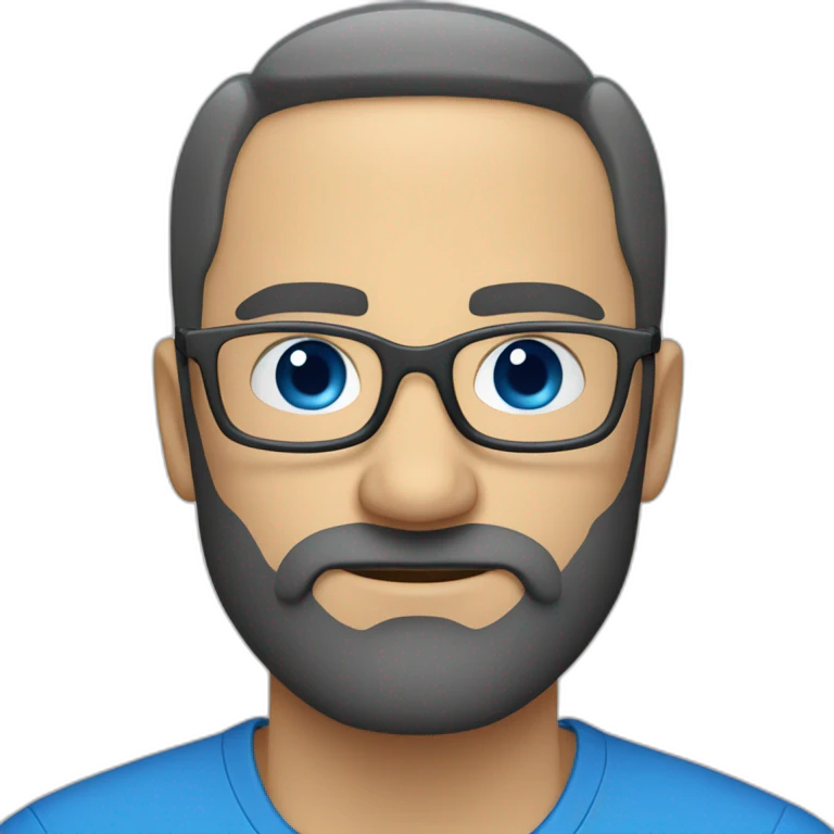 Hombre rubio con lentes azules, barba blanca emoji