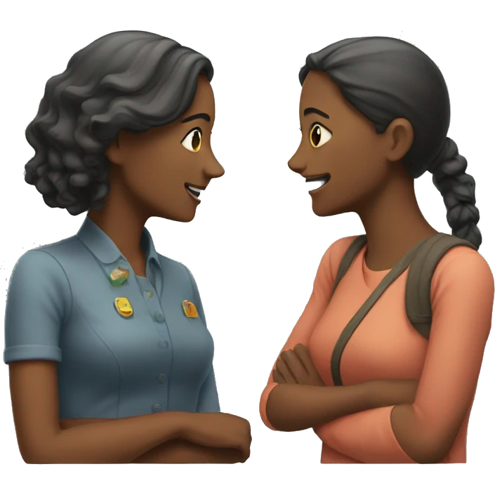 two woman talking to each other, side angle emoji