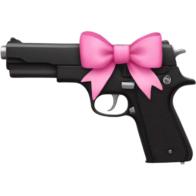 a black gun with a pink bow emoji