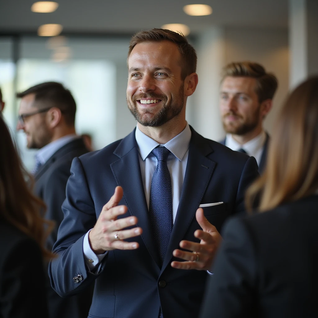 businessman encouraging customers emoji