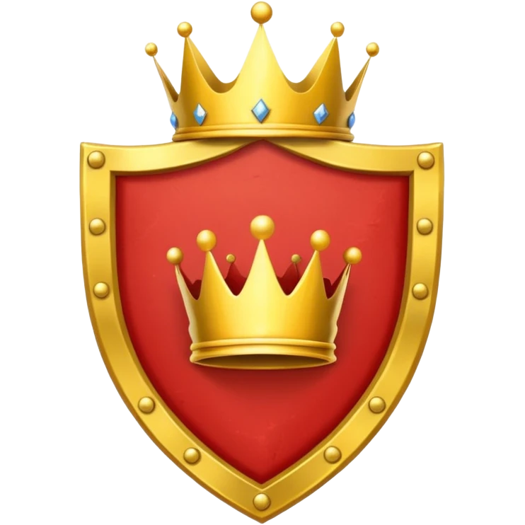 red flag with a crown over a shield formed with a yellow chains emoji