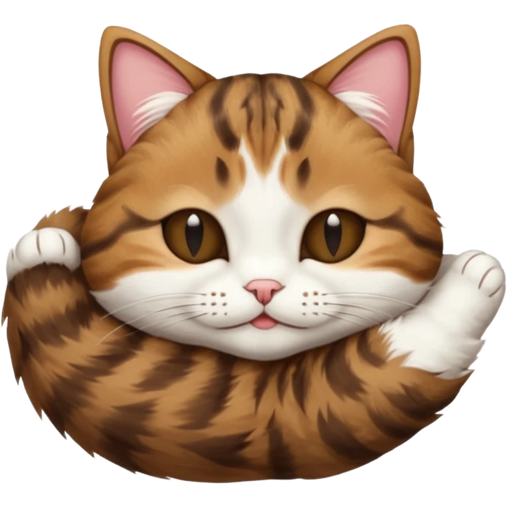 dark brown tabby and white cat upside down with eyes closed emoji