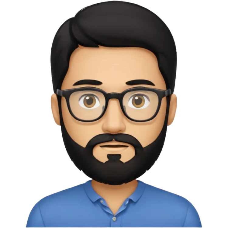 man with long black hair and beard and eyeglasses emoji