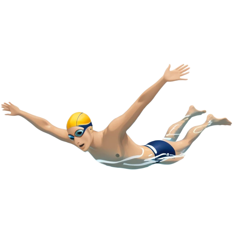 An icon showing a close-up of a swimmer's body gliding through clear pool water, with splashes around. The design includes the swimmer's arms and legs in motion, but faces are not visible. Transparent background highlights the grace and fluidity of swimming. emoji