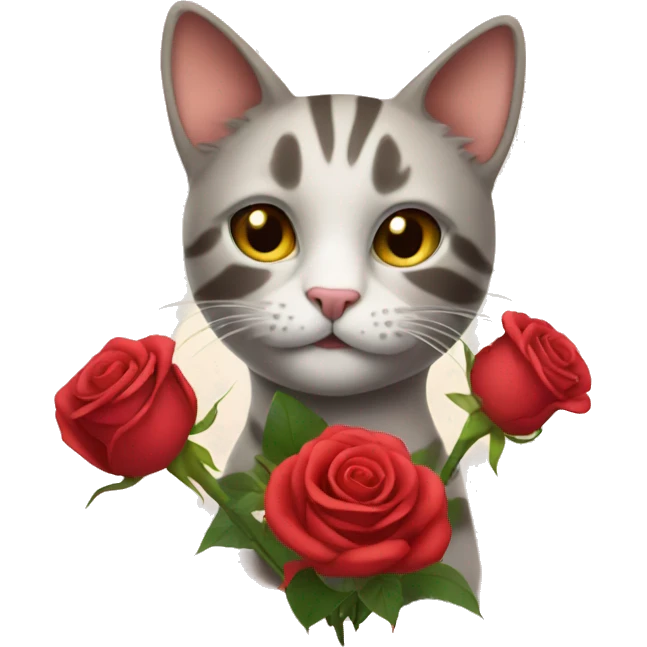 cat with a bouquet of roses  emoji