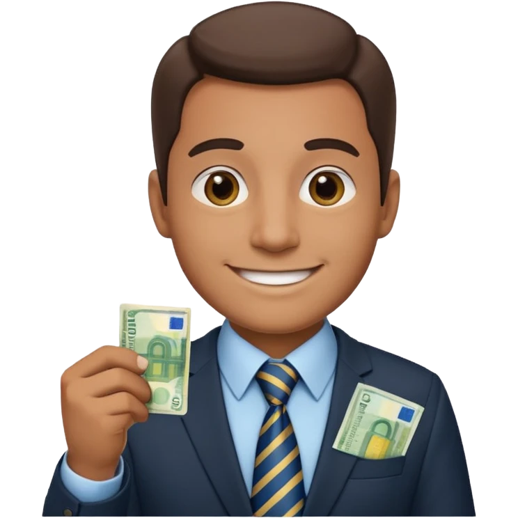AN UNCLE with a tie in business clothes and with euro money
 emoji