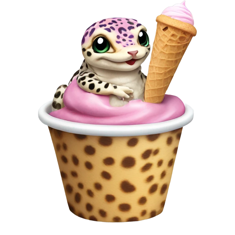 leopard gecko in an ice cream cup emoji