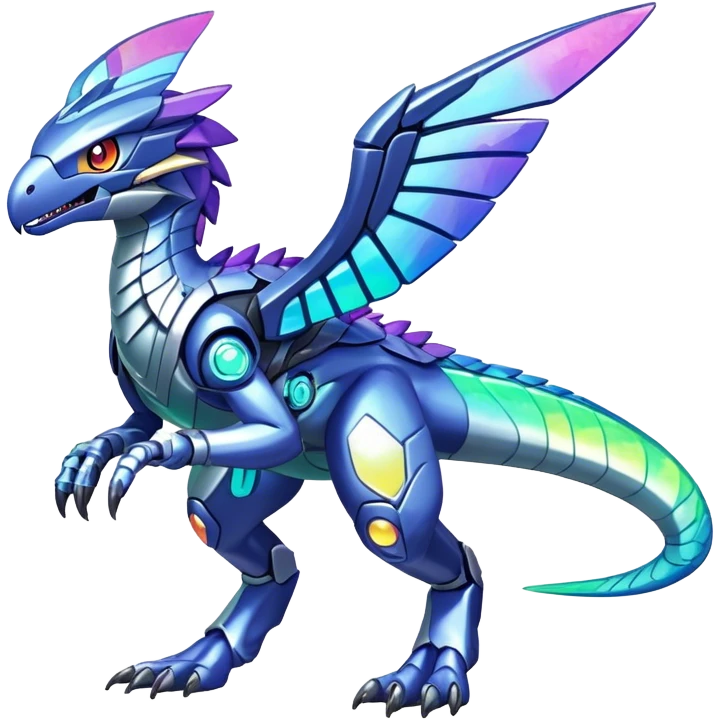 Shiny Futuristic Celestial Fakemon-Pokemon-Digimon-Spectrobes-Raptor-fusion, full body emoji