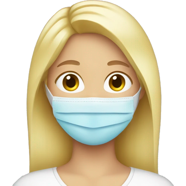 blonde girl with face mask on emoji
