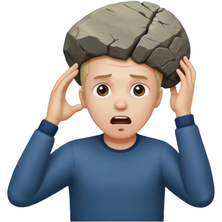 Guy hitting his head with a rock emoji