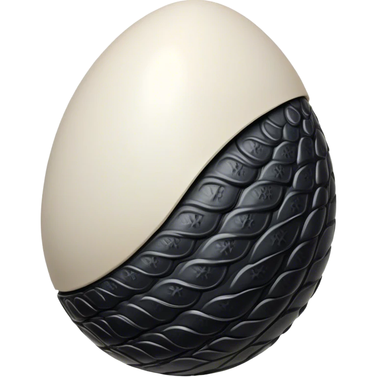 xenomorph egg with pale black intricate scale patterns color whhite black which is unfolding emoji