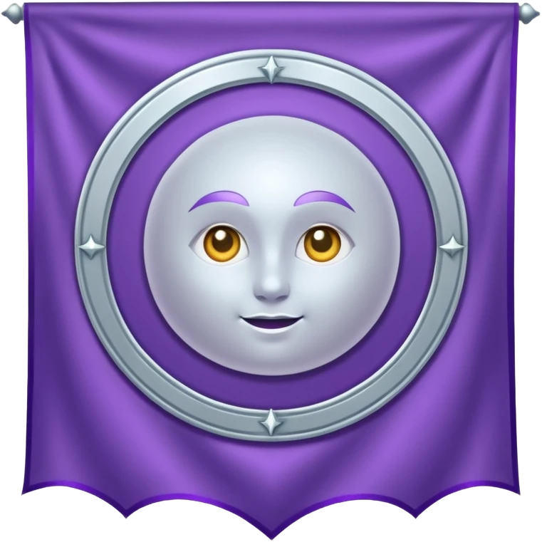 Moon Banner — silver cloth + violet trim,Royal Banner. emoji