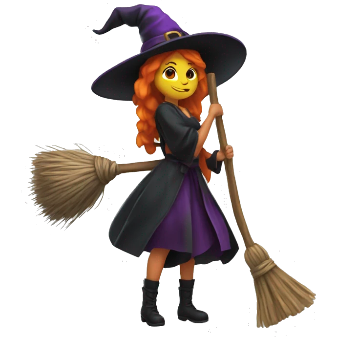 witch with broom emoji