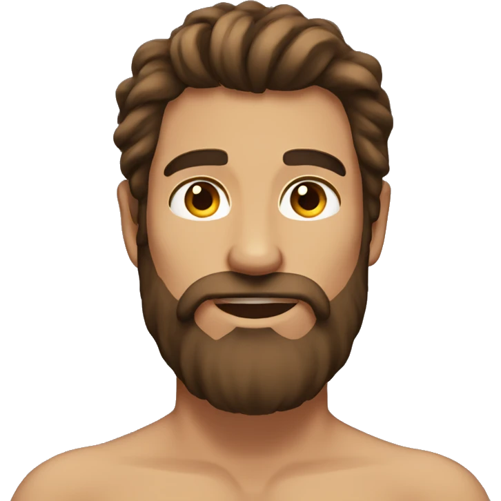 Shirtless man with long brown hair and beard  emoji