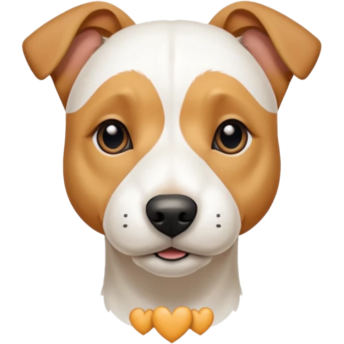 a full body facing front on of a buff white parson russell terrier looking dog the size of a kelpie with light brown long ears resting on its face and a light brown patch above one eye and a large snout. the rest of the dog is completely white.  emoji