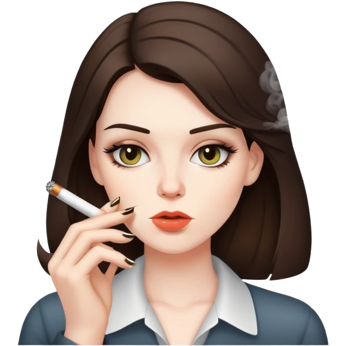 brunette smoking  emoji