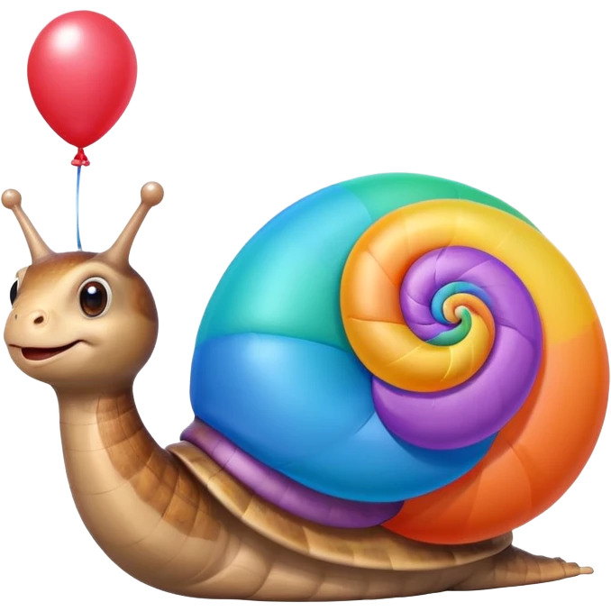 happy snail with cheerful eyes and a balloon on its shell emoji
