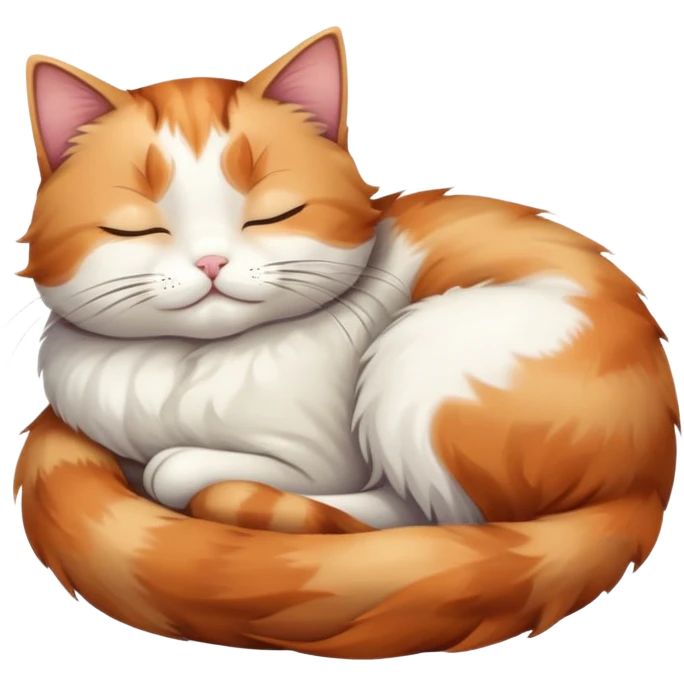 A cute cat curled up sleeping, peaceful expression emoji