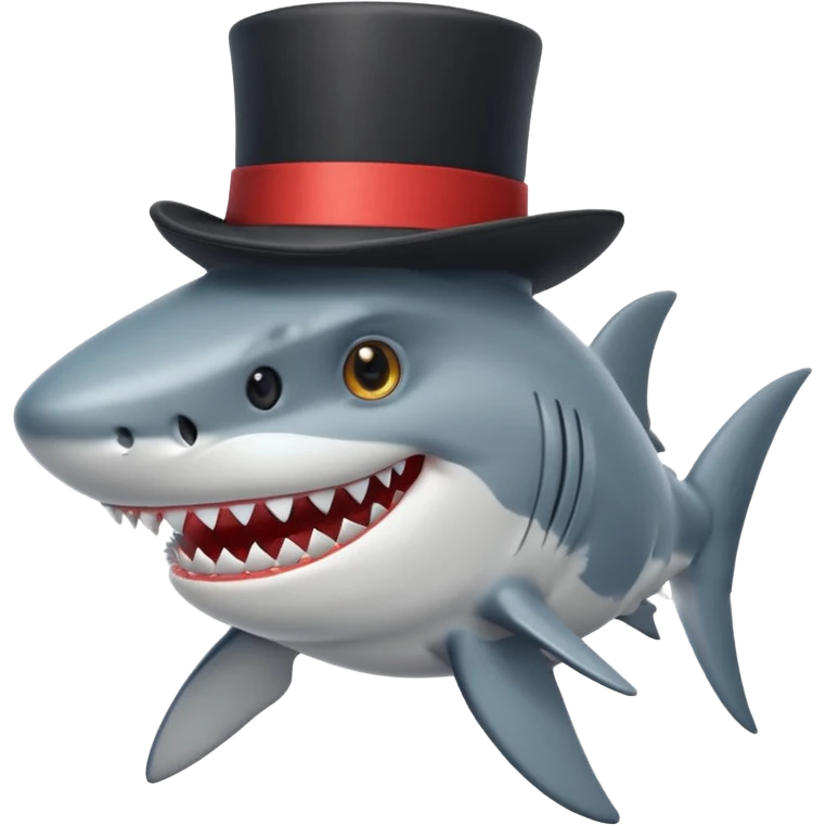 Shark with a top hatk emoji