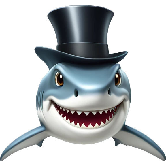 Shark with a top hat emoji