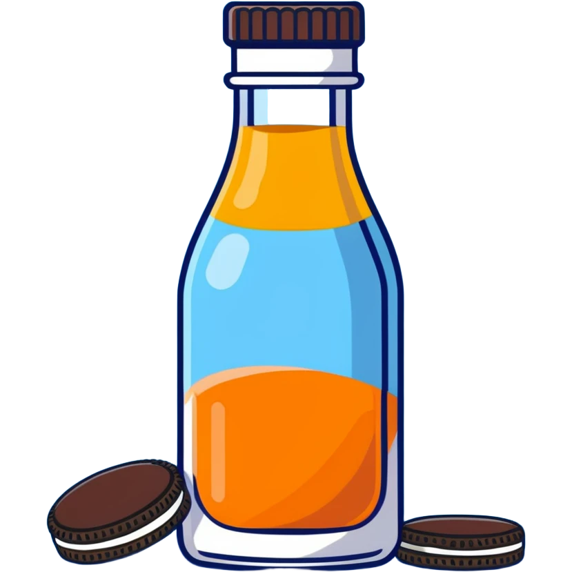 orange juice bottle with Oreo cookies emoji