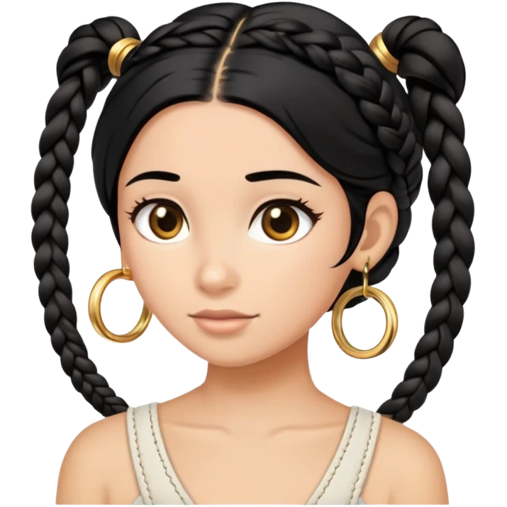 black hair braid with gold rings emoji
