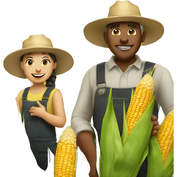 Corn farmer with corn people in the background  emoji