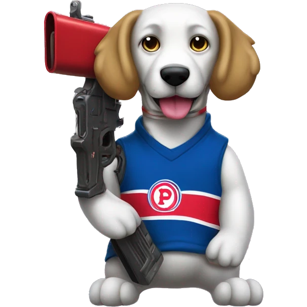 Franklin Sixers Dog Mascot with T-Shirt gun emoji