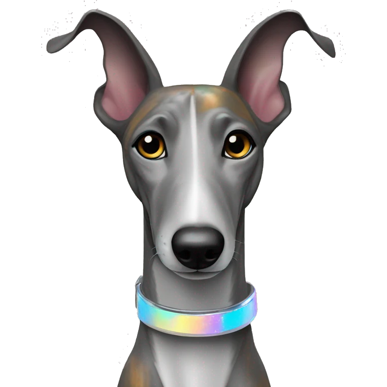 Brindle greyhound holographic collar emoji