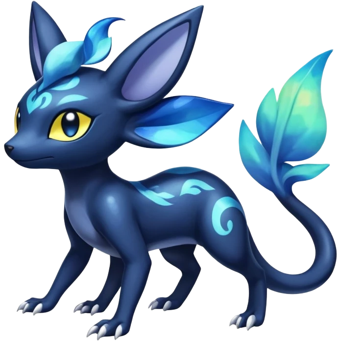 Colorful Iridescent Exotic Nebulae Salandit-Meowstic-Umbreon-Fakémon-hybrid-creature (full body)  emoji