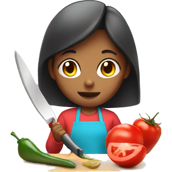 girl chopping tomatoes emoji