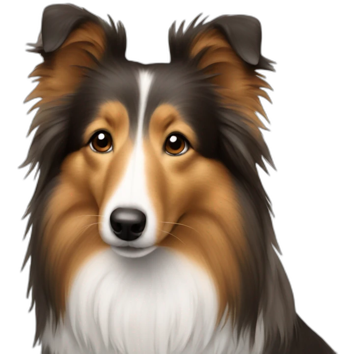 sheltie with a red coloured nose emoji