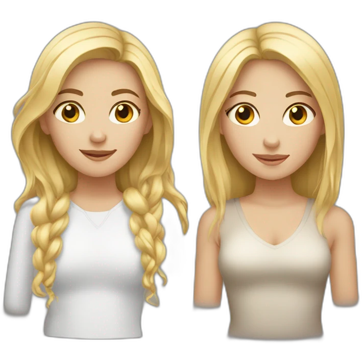 two white girls, blond and brunette  emoji