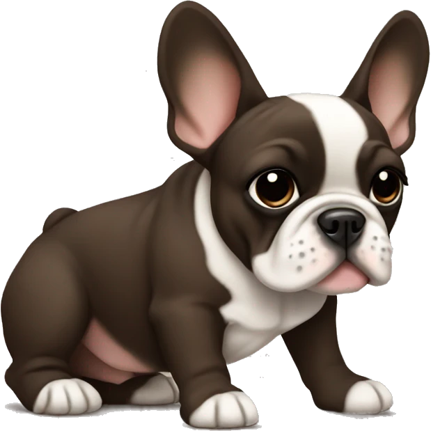 French Bulldog in dark brown emoji