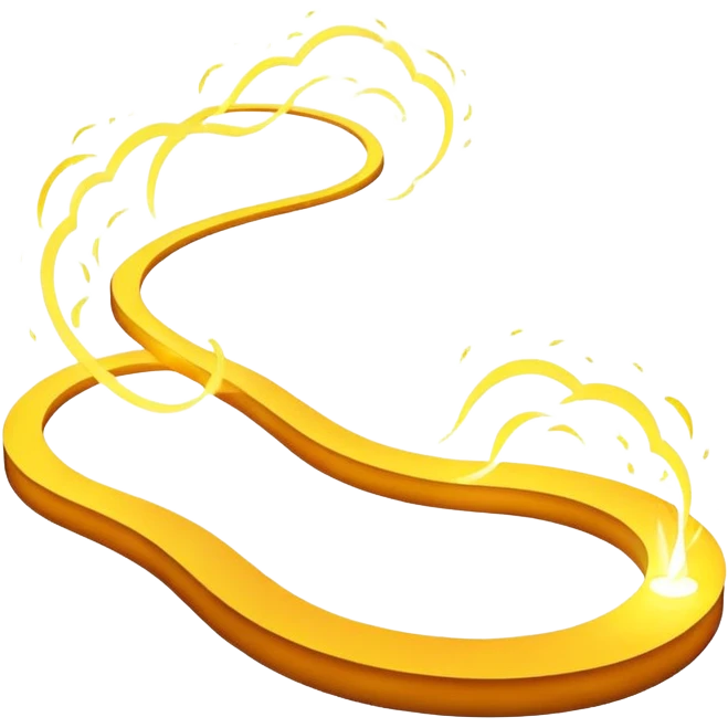 Create a playful and minimalistic emoji-style icon of a floating, curved path made of glowing thoughts or sparks, representing spontaneous and creative thinking. The path should feel light, fluid, and energetic – like dancing ideas flowing in the air.



 emoji